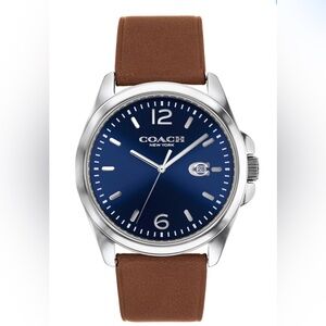 Coach Men's Greyson Brown Leather Strap Watch